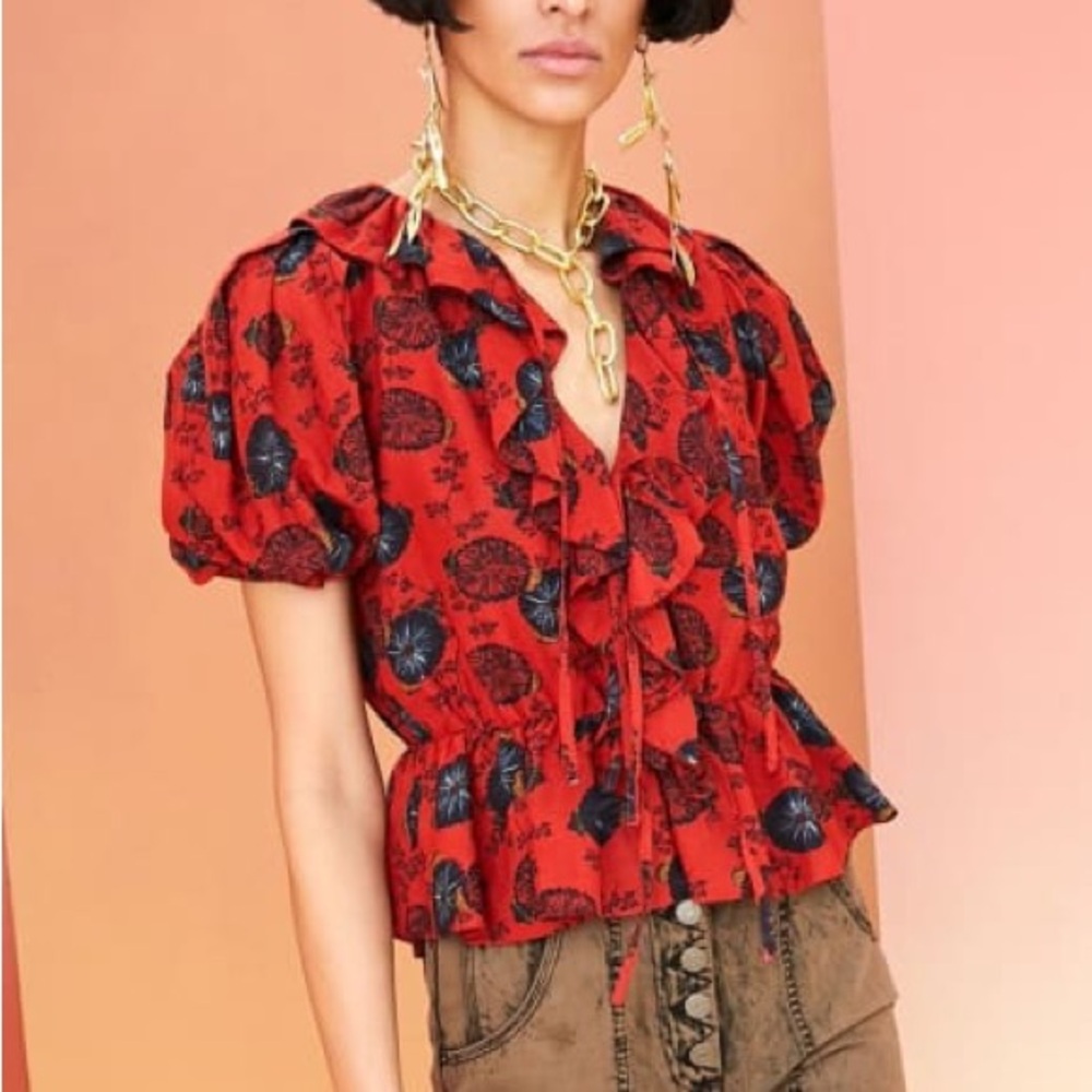 Ulla Johnson Nadya Blouse Poppy Floral Size 2